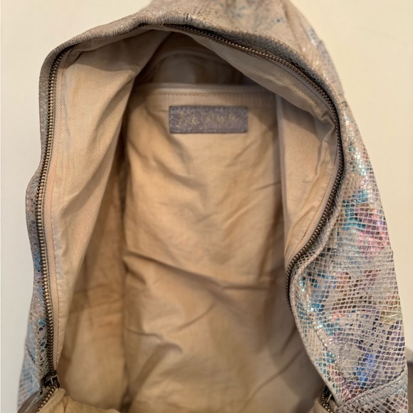 Free People Metallic opalescent patterned leather backpack